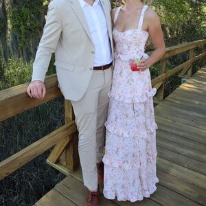 Pink and White Floral Maxi Dress
